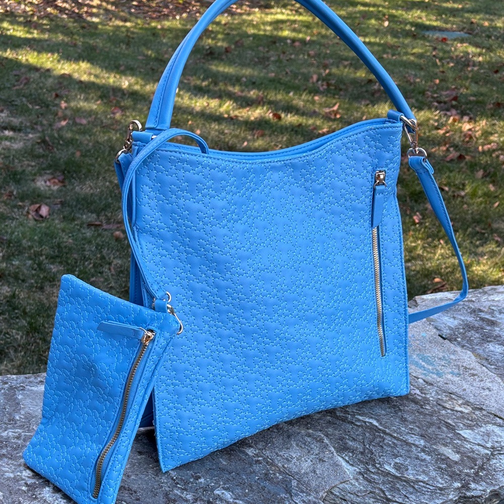 NWOT Olivia Miller August Blue Quilted Handbag Set